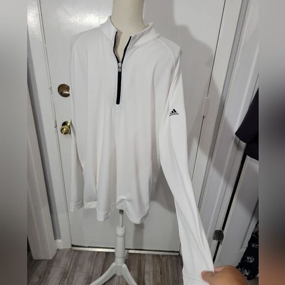 Adidas white golf zip up sweatshirt lightweight - Picture 2 of 9